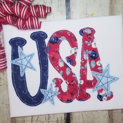 USA 4th july machine applique